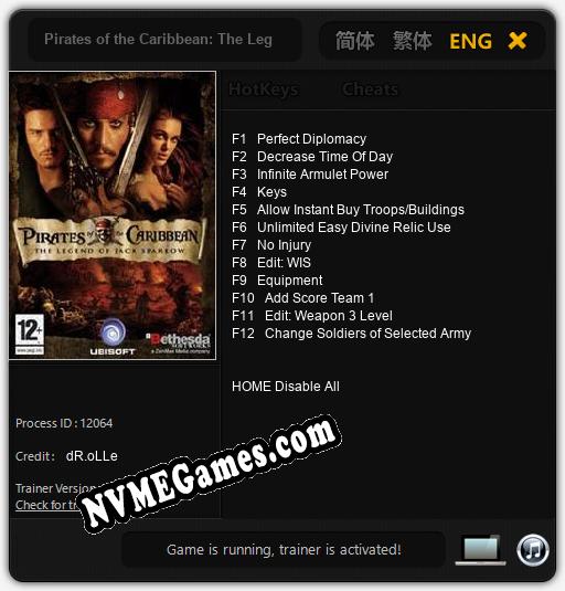 Pirates of the Caribbean: The Legend of Jack Sparrow: Treinador (V1.0.60)