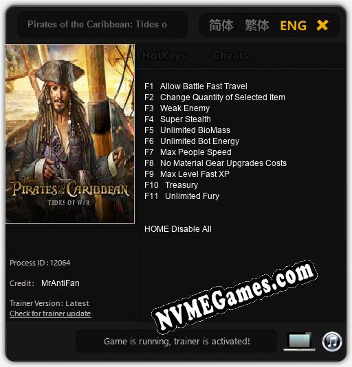 Pirates of the Caribbean: Tides of War: Treinador (V1.0.86)