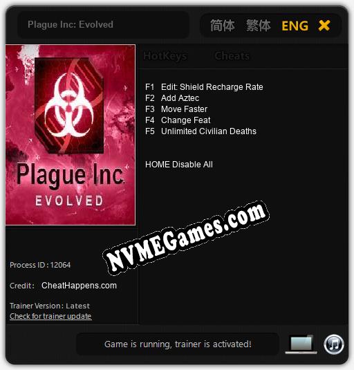 Plague Inc: Evolved: Treinador (V1.0.77)