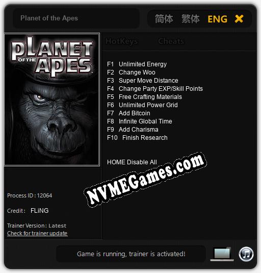 Planet of the Apes: Cheats, Trainer +10 [FLiNG]