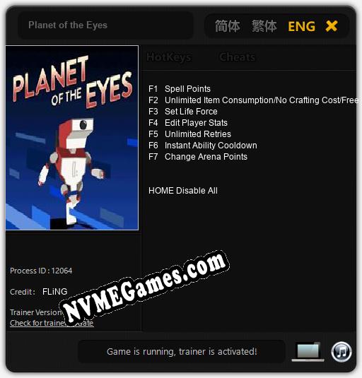 Treinador liberado para Planet of the Eyes [v1.0.9]