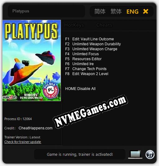 Platypus: Trainer +8 [v1.3]