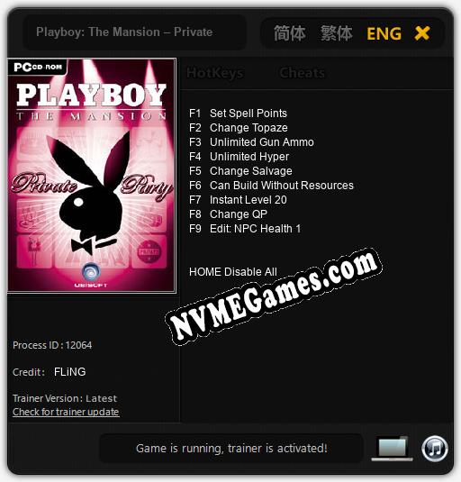 Treinador liberado para Playboy: The Mansion – Private Party [v1.0.5]