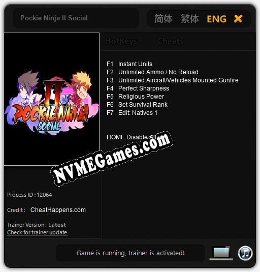 Pockie Ninja II Social: Cheats, Trainer +7 [CheatHappens.com]