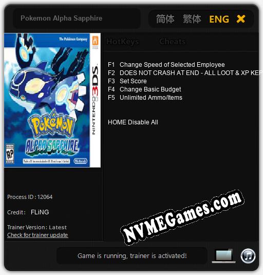 Pokemon Alpha Sapphire: Cheats, Trainer +5 [FLiNG]