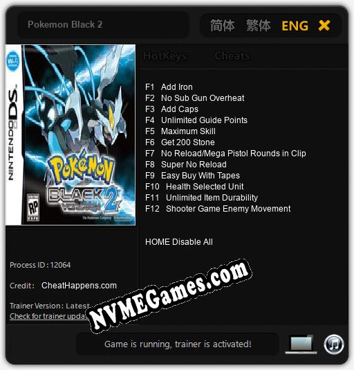 Treinador liberado para Pokemon Black 2 [v1.0.2]