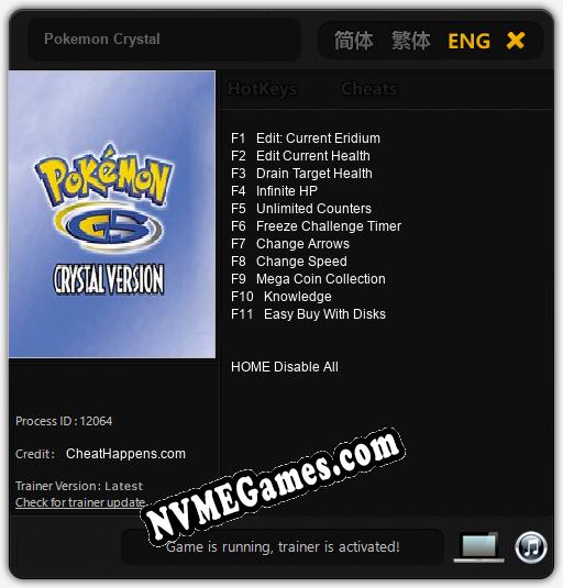 Pokemon Crystal: Trainer +11 [v1.5]