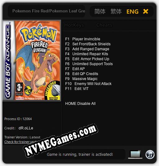 Treinador liberado para Pokemon Fire Red/Pokemon Leaf Green [v1.0.4]