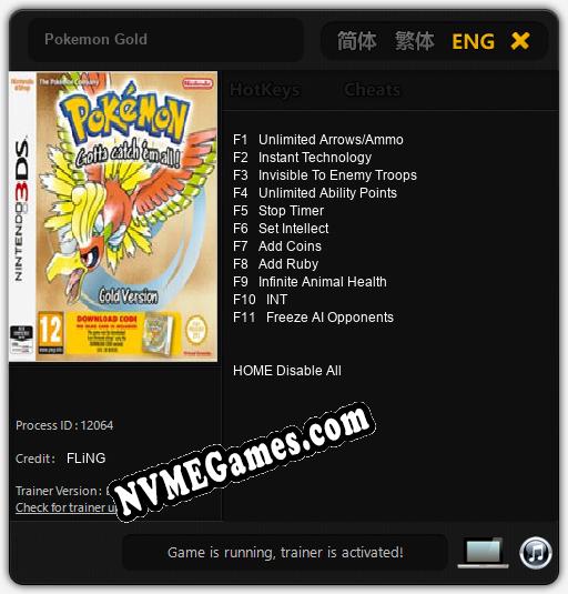 Treinador liberado para Pokemon Gold [v1.0.2]