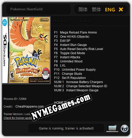 Treinador liberado para Pokemon HeartGold [v1.0.7]