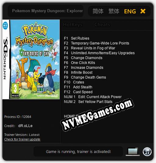 Pokemon Mystery Dungeon: Explorers of Sky: Treinador (V1.0.48)