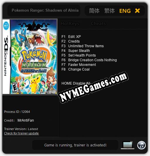 Pokemon Ranger: Shadows of Almia: Treinador (V1.0.63)