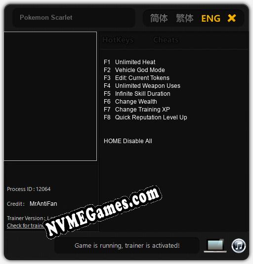 Pokemon Scarlet: Treinador (V1.0.71)