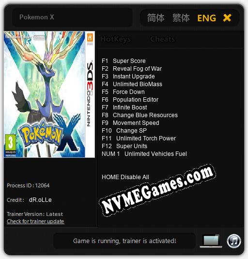 Pokemon X: Cheats, Trainer +13 [dR.oLLe]