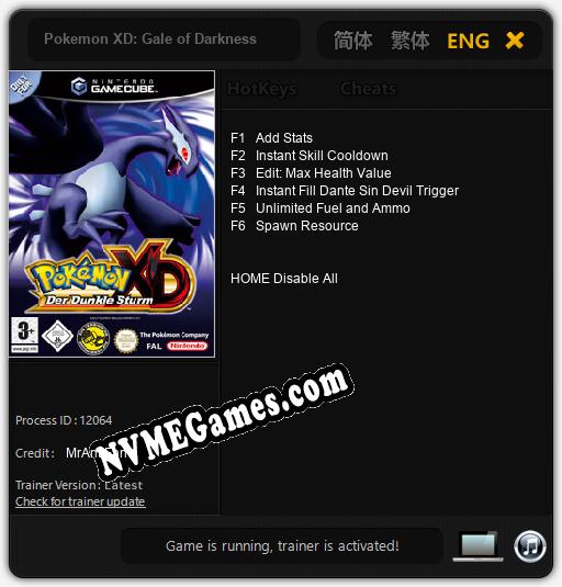 Pokemon XD: Gale of Darkness: Treinador (V1.0.98)