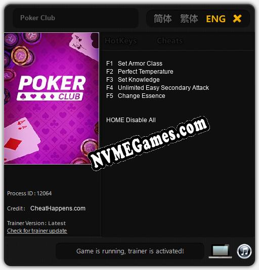 Poker Club: Cheats, Trainer +5 [CheatHappens.com]