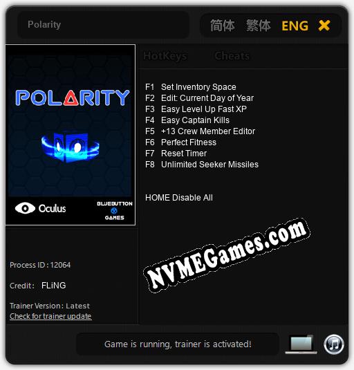 Polarity: Cheats, Trainer +8 [FLiNG]