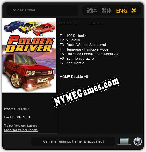 Treinador liberado para Poldek Driver [v1.0.6]