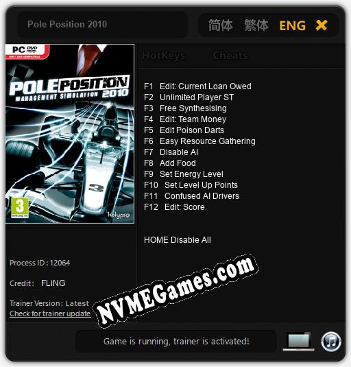 Pole Position 2010: Treinador (V1.0.99)