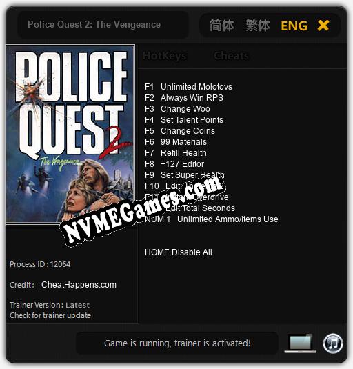 Treinador liberado para Police Quest 2: The Vengeance [v1.0.9]