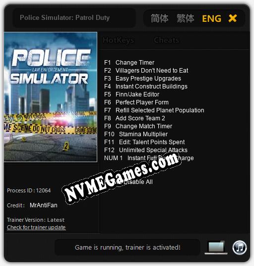 Treinador liberado para Police Simulator: Patrol Duty [v1.0.2]