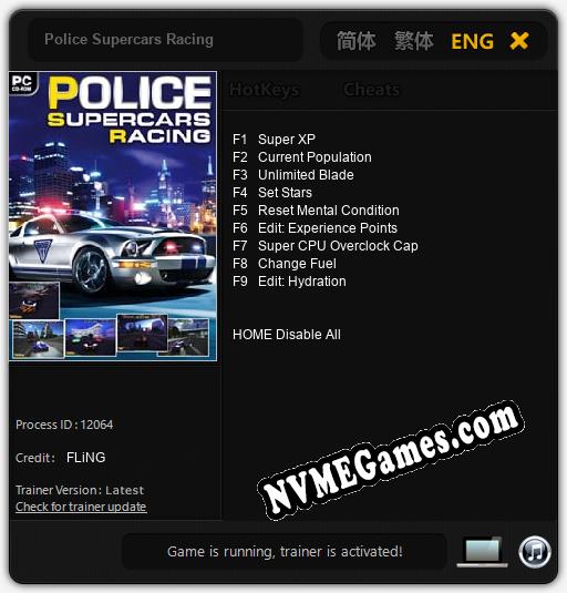 Treinador liberado para Police Supercars Racing [v1.0.6]