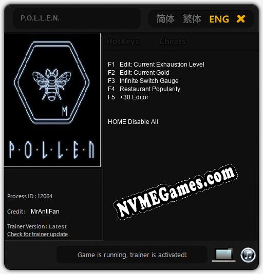 P.O.L.L.E.N.: Cheats, Trainer +5 [MrAntiFan]