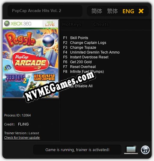 Treinador liberado para PopCap Arcade Hits Vol. 2 [v1.0.5]