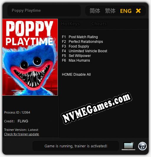 Treinador liberado para Poppy Playtime [v1.0.8]