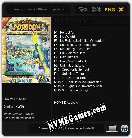 Poseidon: Zeus Official Expansion: Cheats, Trainer +15 [FLiNG]