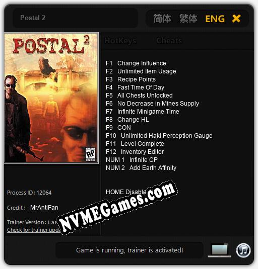 Postal 2: Trainer +14 [v1.1]