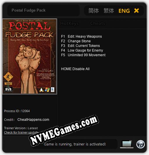 Treinador liberado para Postal Fudge Pack [v1.0.7]