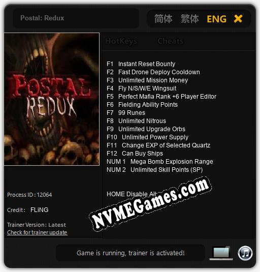 Treinador liberado para Postal: Redux [v1.0.5]