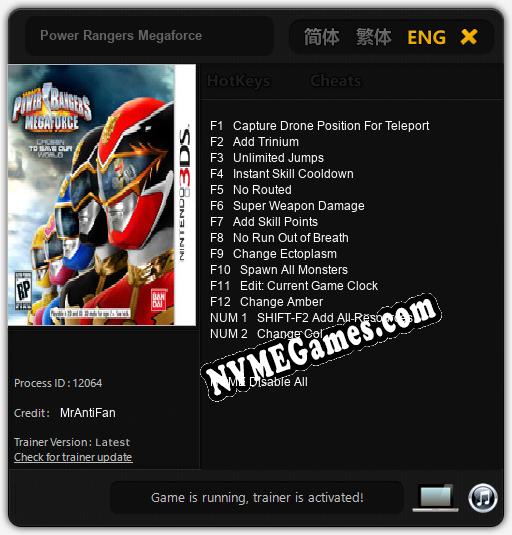 Power Rangers Megaforce: Treinador (V1.0.79)