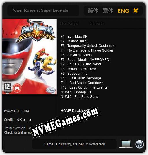 Power Rangers: Super Legends: Cheats, Trainer +14 [dR.oLLe]