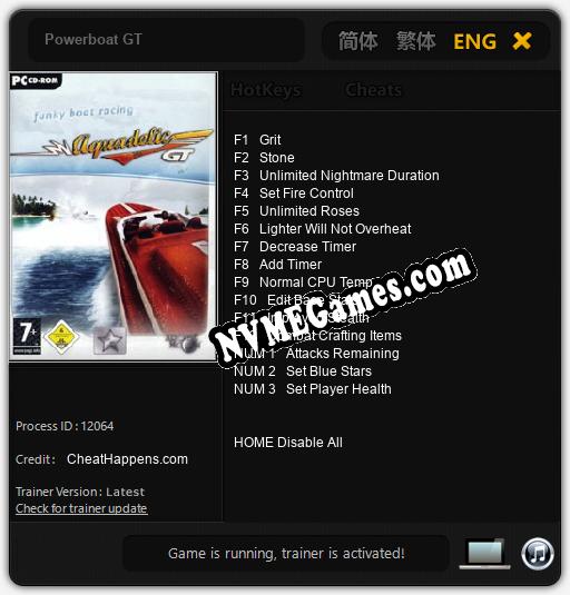 Powerboat GT: Cheats, Trainer +15 [CheatHappens.com]