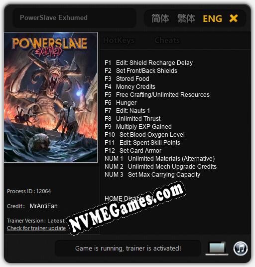 PowerSlave Exhumed: Cheats, Trainer +15 [MrAntiFan]