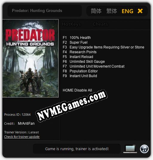 Predator: Hunting Grounds: Trainer +9 [v1.5]