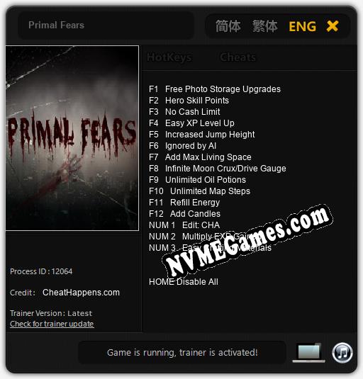 Primal Fears: Trainer +15 [v1.3]