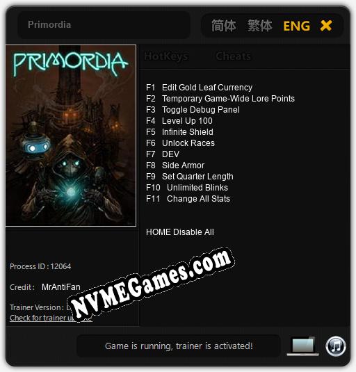 Primordia: Cheats, Trainer +11 [MrAntiFan]