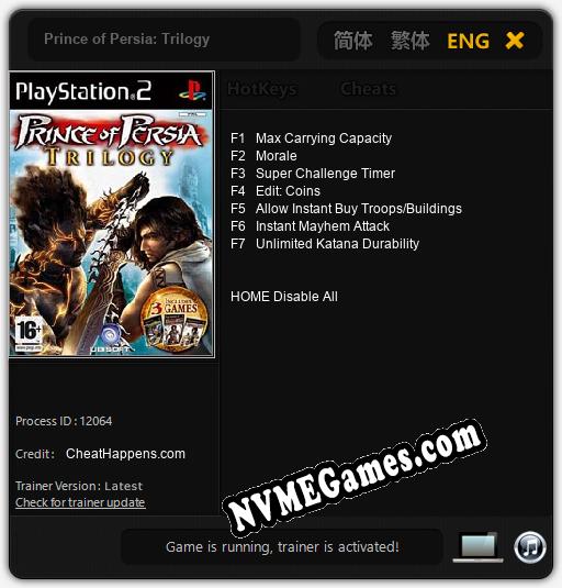 Prince of Persia Trilogy: Cheats, Trainer +8 [dR.oLLe]