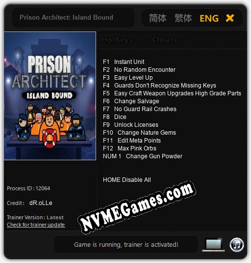 Prison Architect: Island Bound: Trainer +13 [v1.9]