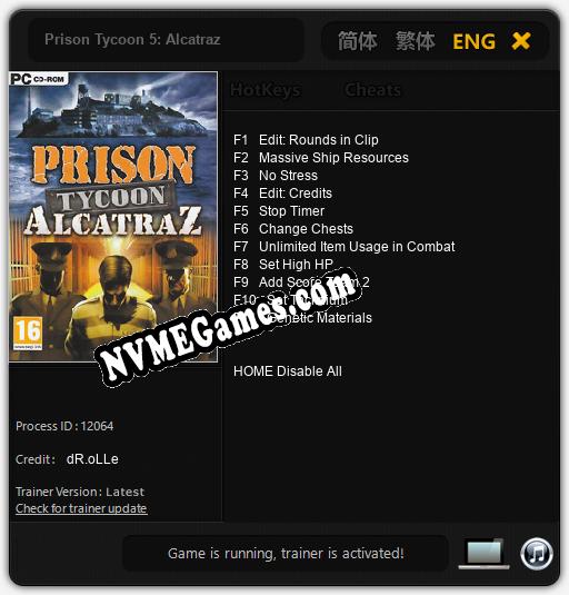 Treinador liberado para Prison Tycoon 5: Alcatraz [v1.0.5]