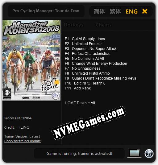 Pro Cycling Manager: Tour de France 2008: Cheats, Trainer +11 [FLiNG]