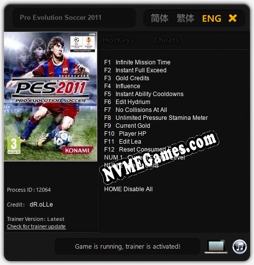 Pro Evolution Soccer 2011: Trainer +14 [v1.4]