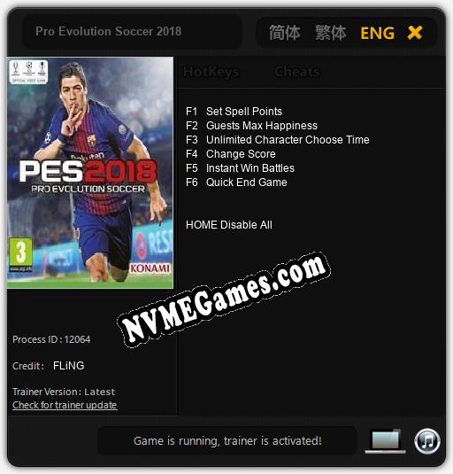 Treinador liberado para Pro Evolution Soccer 2018 [v1.0.1]