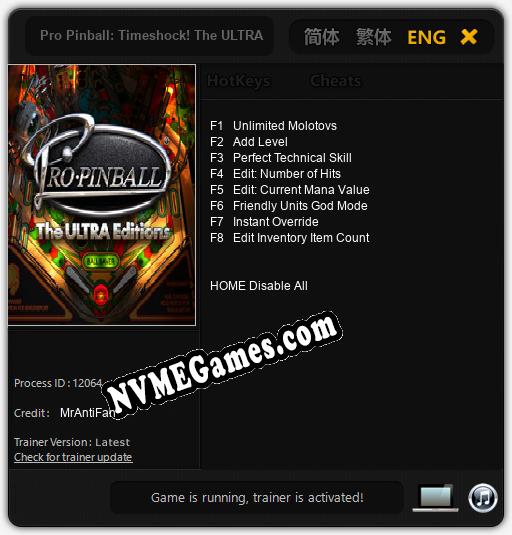 Pro Pinball: Timeshock! The ULTRA Edition: Treinador (V1.0.12)