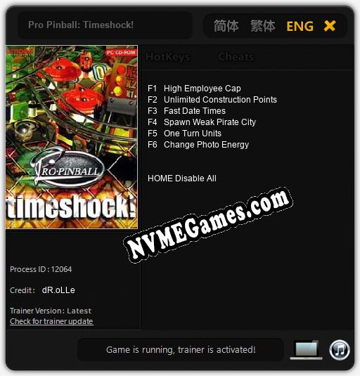 Pro Pinball: Timeshock!: Cheats, Trainer +6 [dR.oLLe]