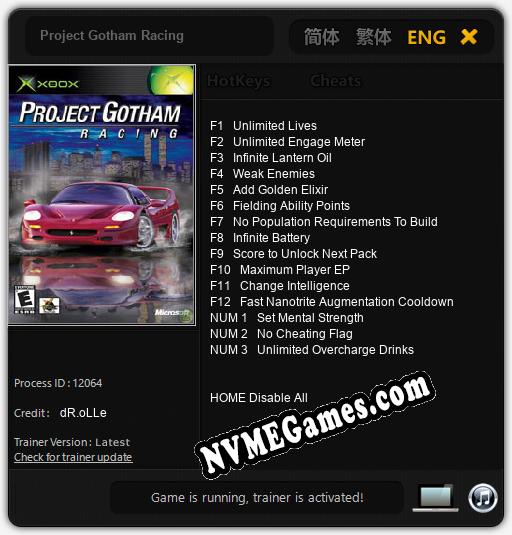 Treinador liberado para Project Gotham Racing [v1.0.5]
