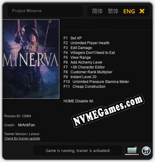 Project Minerva: Treinador (V1.0.13)